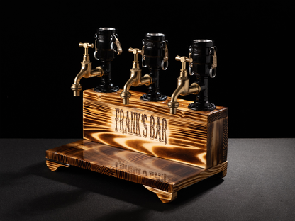 rustic bar taps: "Rustic bar taps perfect for a home bar setup."