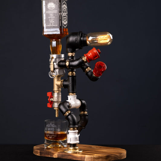 rustic bar taps: "Rustic bar taps perfect for a home bar setup."