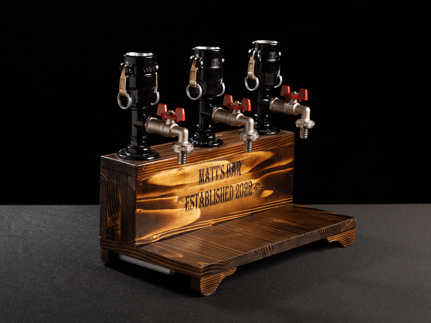 wooden liquor dispensers: "Unique wooden liquor dispensers with a rustic look."